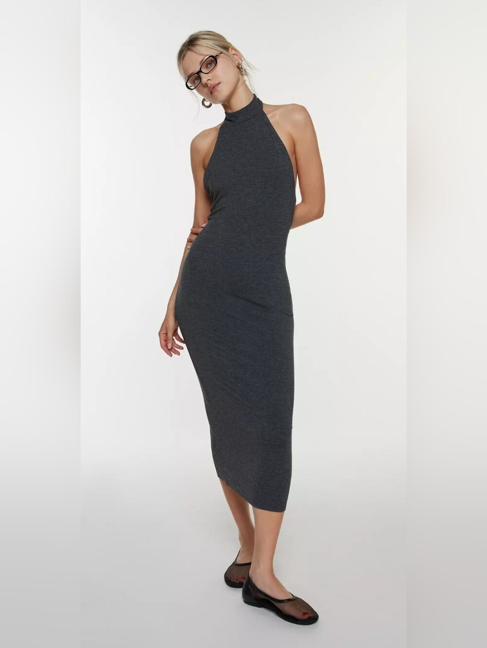 Urban Outfitters, Silence + Noise Kaley Mock Neck Halter Midi Dress
